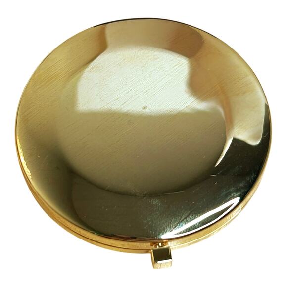 Neiman Marcus Gold Tone Hearts Rhinestone Accent Compact Mirror in Box - Picture 4 of 9